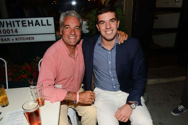 Andy King and Billy McFarland, of Fyre Festival 1.0, attend the Magnises Dinner Party at 22 Greenwich Ave on August 7, 2014 in New York City.