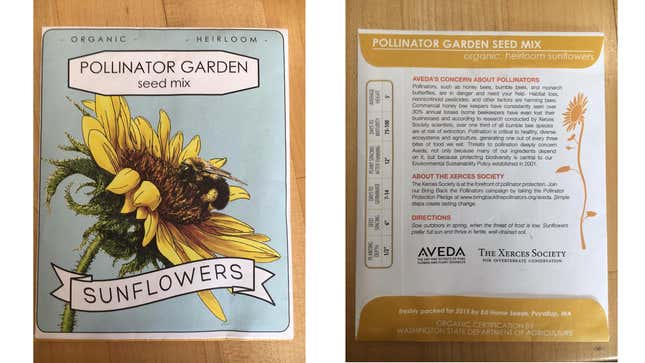 The packet from a seed giveaway that had Xerces’ blessing.