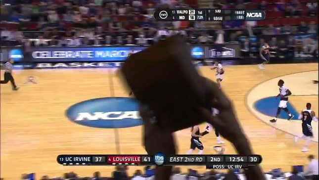March Madness Broadcast Menaced By Man With Popcorn Bag