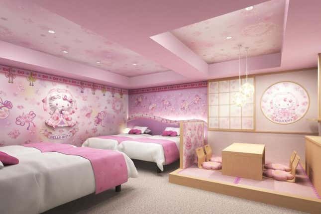 Image for article titled Check Out These Hello Kitty Hotel Rooms