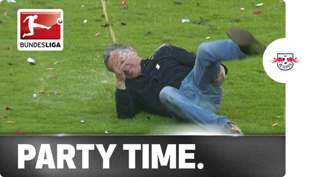 Coach Pulls Hammy Trying To Run Away From Celebratory Beer Shower
