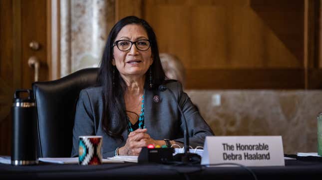 Rep. Deb Haaland at her confirmation hearing to run the Interior Department.