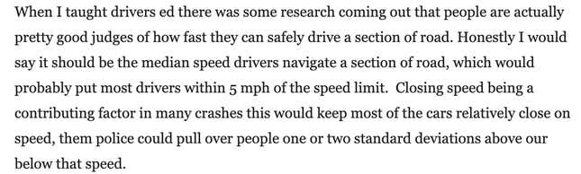 Image for article titled Here&#39;s What You Think The Speed Limit Should Be