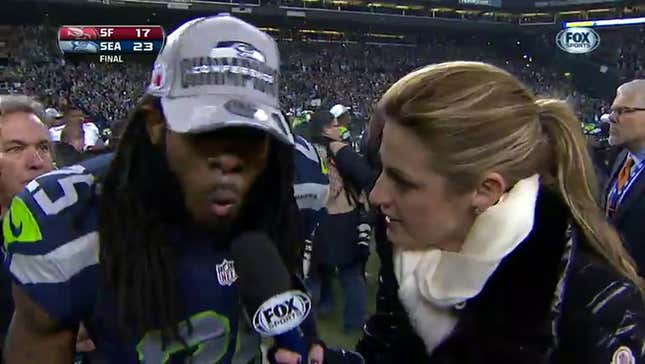 Richard Sherman Breaks Up Pass, Wins Game, Goes Nuts On Erin Andrews