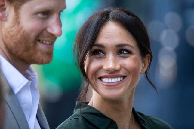 Prince Harry, Duke of Sussex and Meghan, Duchess of Sussex during an official visit to West Sussex on October 3, 2018 in Chichester, United Kingdom.