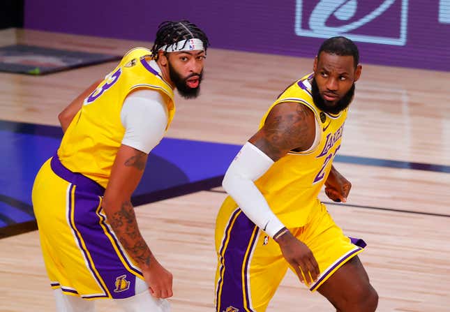 Image for article titled LeBron James, Anthony Davis Destroy Miami Heat In Game 1 of NBA Finals