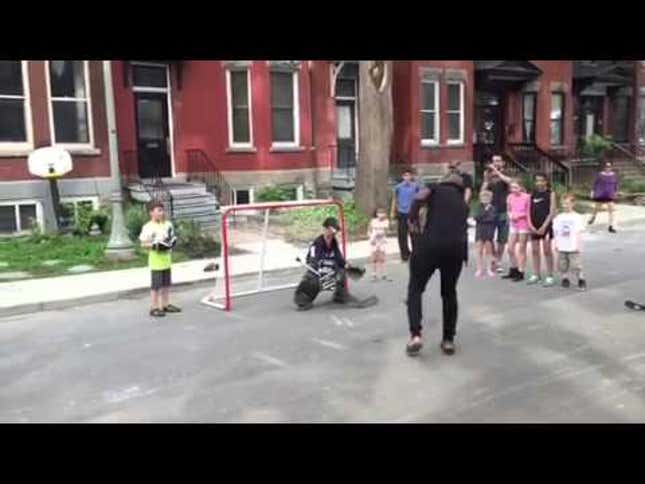 P.K. Subban Stops By Street Hockey Game, Punks Little Goalie