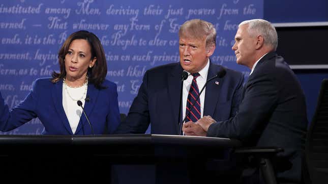 Image for article titled Donald Trump Reprimanded For Continually Interrupting Harris, Moderator During VP Debate