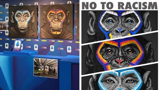 Image for article titled You Can’t Make This Up: Italian Soccer League’s New Anti-Racism Campaign Features...Monkeys