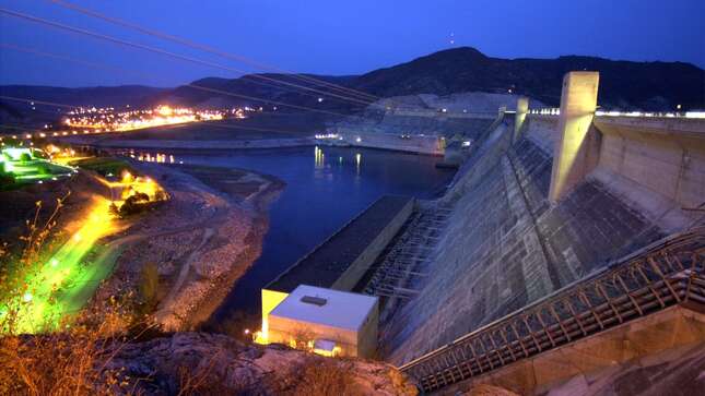 The Grand Coulee Dam is one of the world’s largest concrete structures and the main source of water utilization on one of the nation’s biggest producers of electricity, the Columbia River, April 15, 2001, at Grand Coulee, WA.