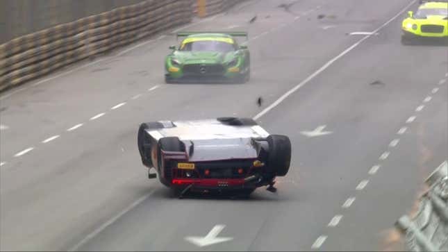 Driver Flips In Brutal High-Speed Crash And Wins Race After Sliding On His Roof