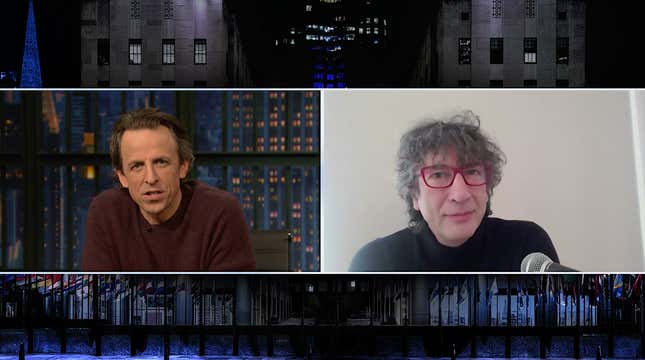 Neil Gaiman reassures Seth Meyers <i>Sandman</i> is finally stirring, calls reality unconvincing