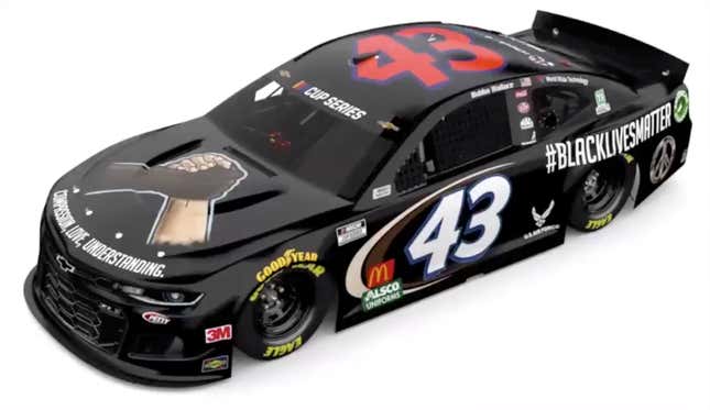 Image for article titled NASCAR Driver Bubba Wallace Honors &#39;Black Lives Matter&#39; Movement With New Livery