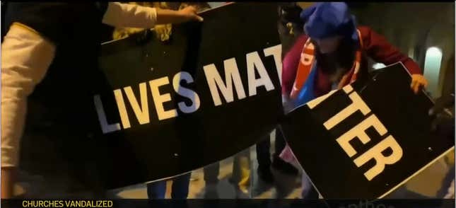 Protesters Destroy Black Lives Matter Sign in Washington DC 