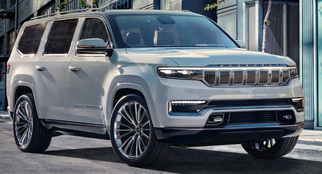 Image for article titled The New Jeep Grand Wagoneer Concept Has A Passenger-Side Screen And Loads Of Chrome
