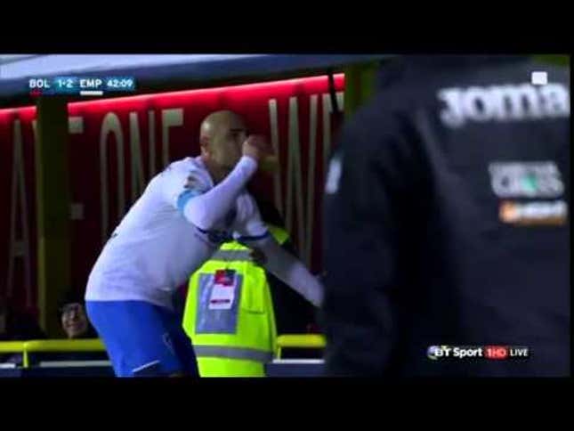 Italian Striker Celebrates Goal With A Nice, Refreshing Beer