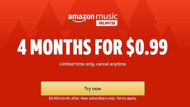 Four Months of Amazon Music Unlimited | $1 | Amazon | New members only