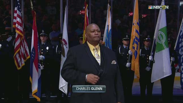 Image for article titled Blues Honor Rent-A-Car Company With Color Guard Flag, Then Quietly Dishonor It