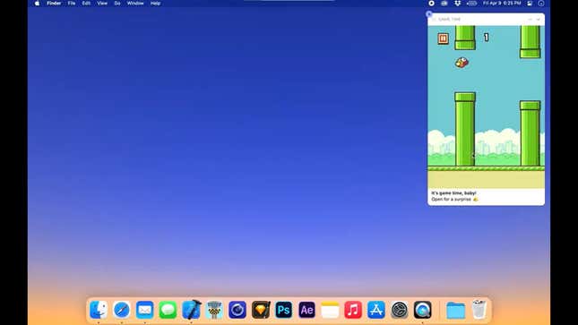 Image for article titled Flappy Bird Has Been Revived as an Interactive MacOS Notification