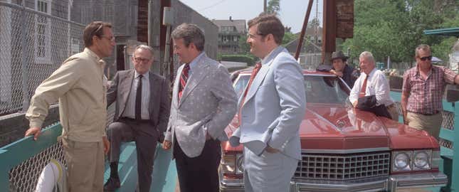 Image for article titled It's Cop Versus Shark in Jaws—Who's the Monster Now?