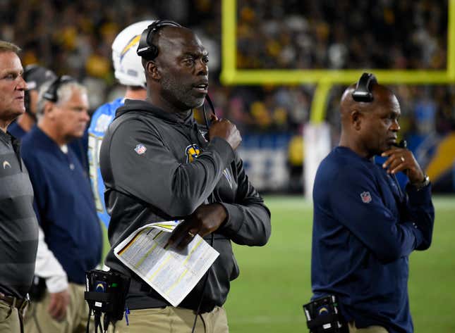 Head coach Anthony Lynn of the Los Angeles Chargers looks on from the sideline during the fourth quarter against the Pittsburgh Steelers at Dignity Health Sports Park October 13, 2019 in Carson, California.