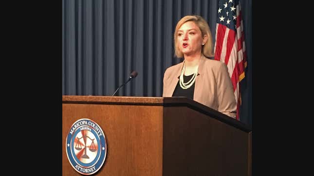 Maricopa County Attorney Allister Adel speaks at a news conference Friday, Jan. 31, 2020 in Phoenix.