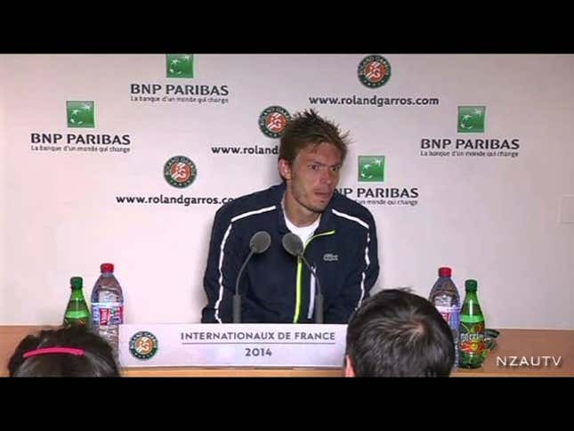 Reporter Congratulates Nicolas Mahut For Losing; Mahut Is Not Amused