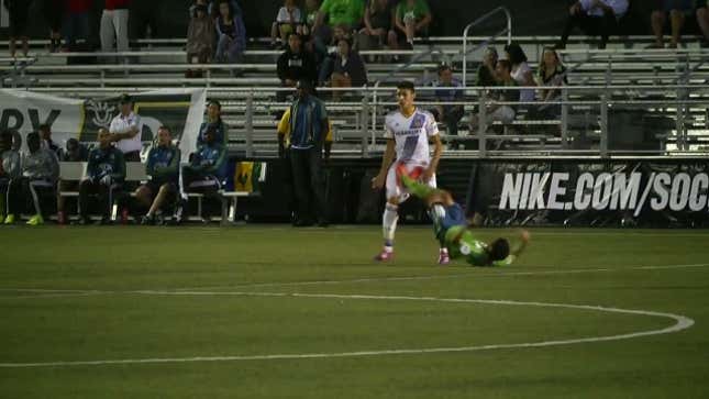 Soccer Player Earns Straight Red For Double-Footed Nutshot