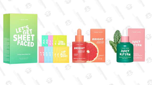 Bright Side Up Serum | $18 | Amazon | Clip coupon
I Dew Care Juicy Kitten Serum | $18 | Amazon | Clip coupon
Let’s Get Sheet Faced 14 Day Sheet Mask Set | $23 | Amazon | Clip coupon