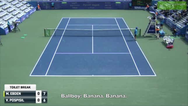 Tennis Player's Meltdown Ends With Smashed Racket And "Broken" Banana
