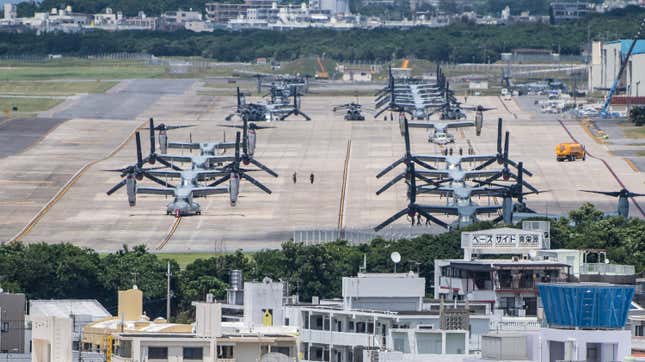File photo of U.S. Marine Corps Air Station Futenma in Okinawa, Japan, which currently has at least 39 Marines diagnosed with covid-19.