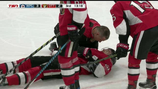Mark Stone Knocked Out Of Game By Being Checked In The Head