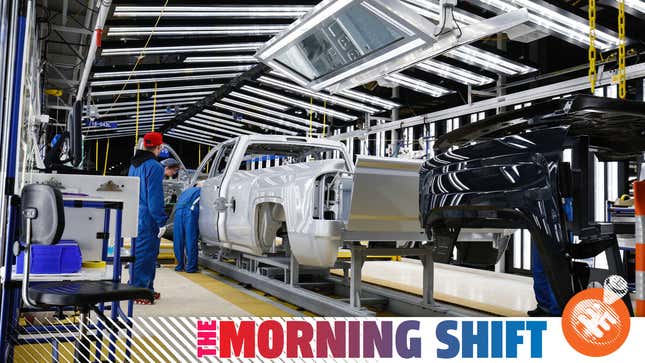 The assembly line at the General Motors Flint Assembly Plant.