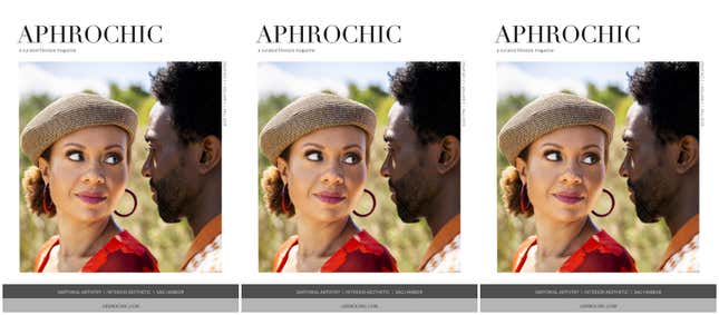 AphroChic magazine, Issue 1, Volume 1, starring Courtney Arrington-Baldwin (left) and Donnell Baldwin