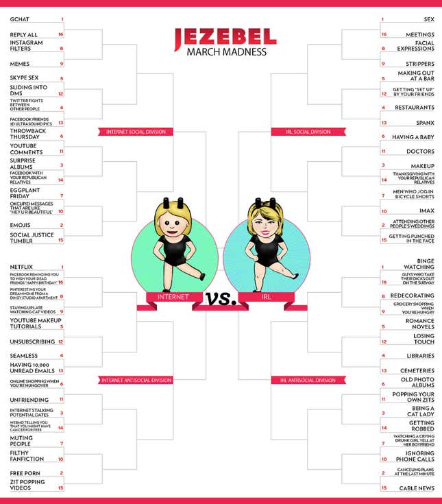 Image for article titled Jezebel's March Madness 2015: Internet vs. IRL Starts NOW!
