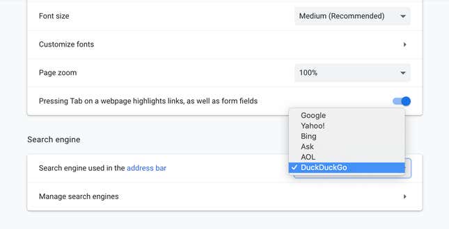 This is what it looks like on Chrome