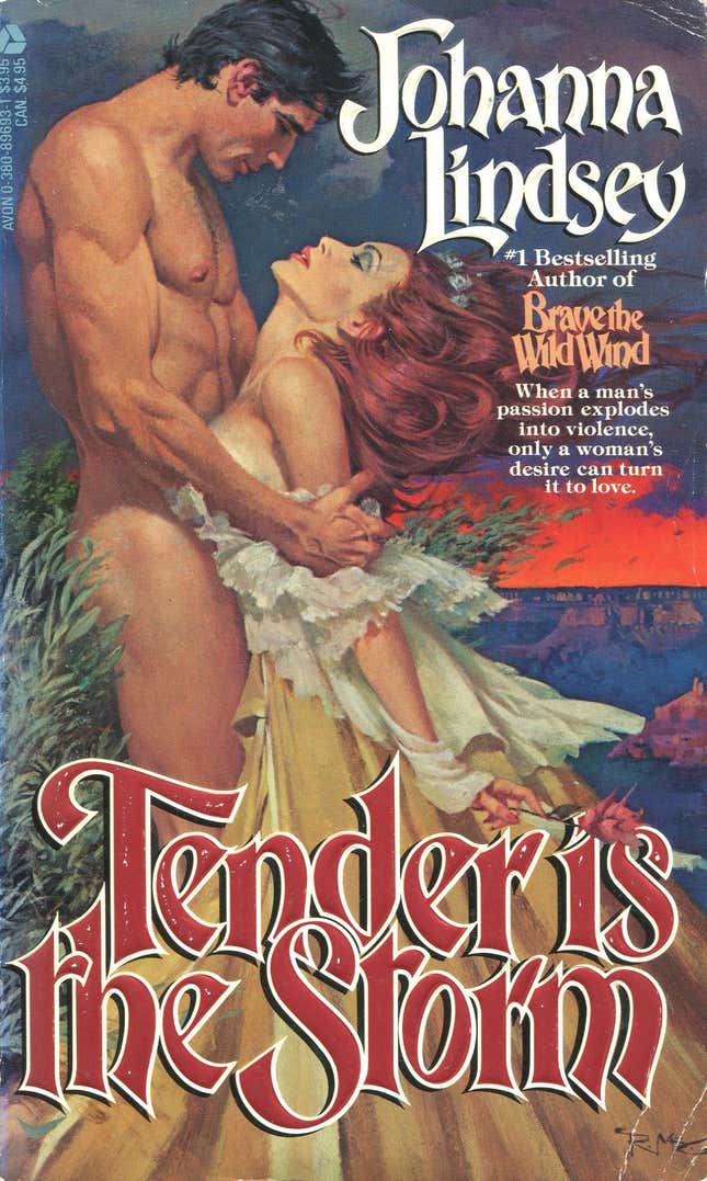 The controversial cover for Johanna Lindsey’s 1985 Tender Is the Storm