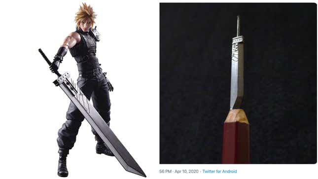 Image for article titled Cloud Strife&#39;s Buster Sword Carved In Pencil Lead