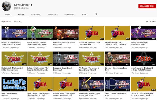 GilvaSunner is one of the biggest YouTube channels for extended Nintendo music tracks. 