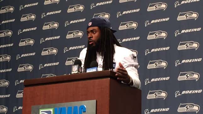 Richard Sherman Addresses Police Killings Of Black Men At Press Conference, Then Walks Out<em></em>