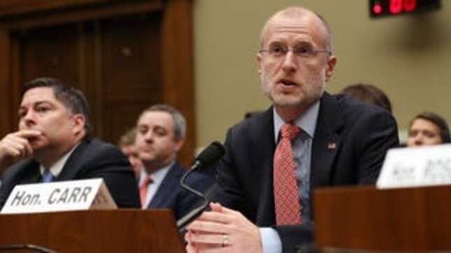 FCC Commissioner Brendan Carr testifies before the House Energy and Commerce Committee’s Communications and Technology Subcommittee on Capitol Hill December 05, 2019 in Washington, DC.