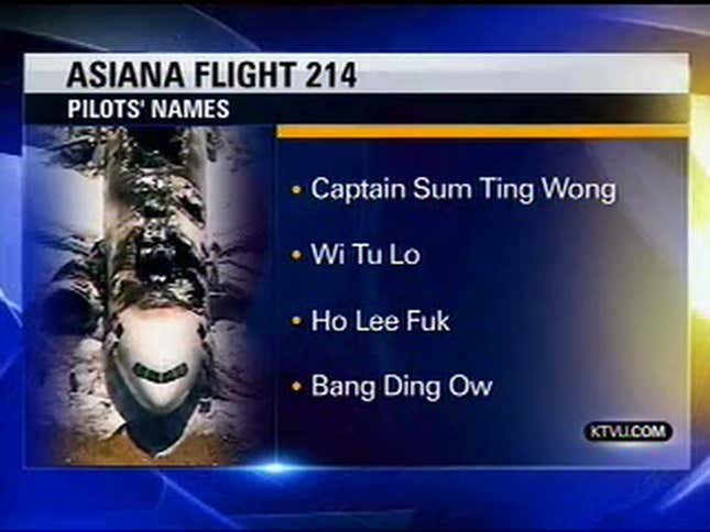 News Says Captain Of Crashed Asiana Flight 214 Is ‘Sum Ting Wong’