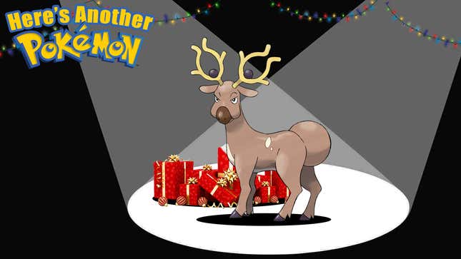 Image for article titled Stantler Pulls Santa&#39;s Sleigh And Has Magical Antlers That Warp Reality