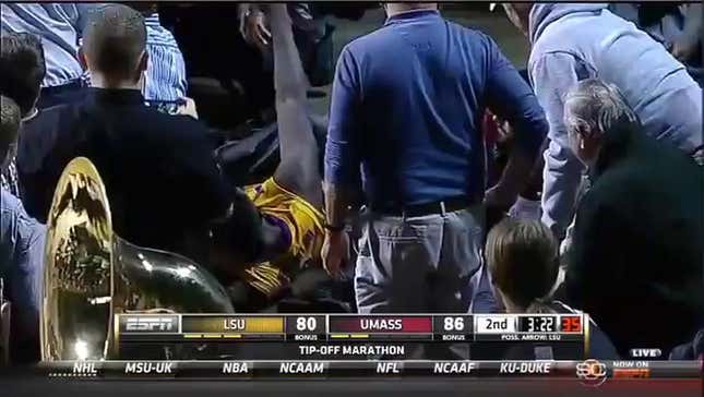 Sitting Courtside On Press Row Can Sometimes Be Hazardous