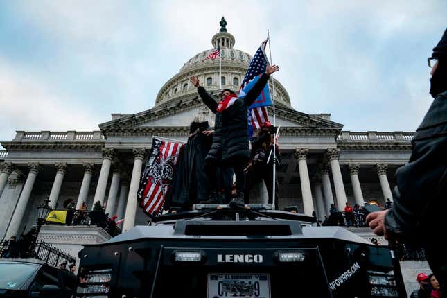 Supporters of President Donald Trump protest outside the US Capitol on January 6, 2021, in Washington, D.C. Demonstrators breeched security and entered the Capitol as Congress debated the a 2020 Electoral College vote certification. 