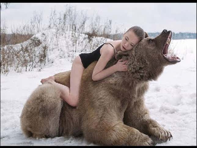 Russian Bear Harassed By Models