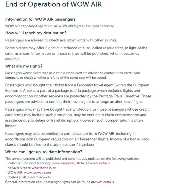 WOW Air Shuts Down, Cancels All Flights, All Passengers Stranded