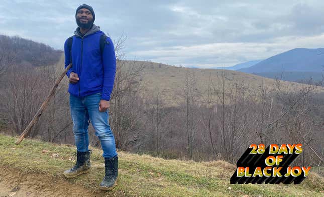 Terrell Jermaine Starr hiking in the Carpathian Mountains in Ukraine