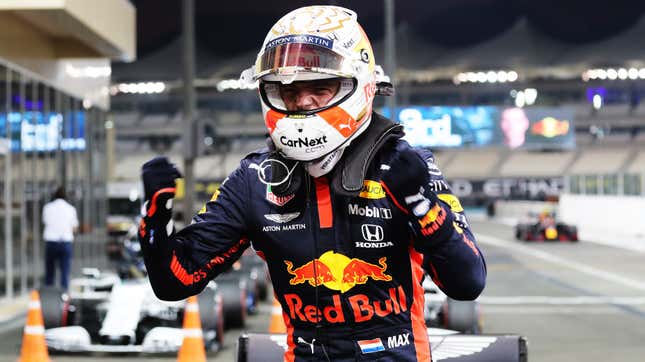 Image for article titled Red Bull Racing Takes Its First Pole Of 2020 With Max Verstappen In Abu Dhabi