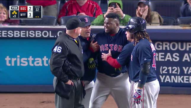 David Ortiz Held Back From Ump After Striking Out With Bases Loaded